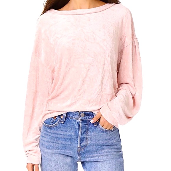NWT Free People Milan Blush Pink Velvet Top - Picture 4 of 13